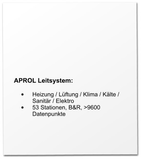 APROL Leitsystem:  •	Heizung / Lüftung / Klima / Kälte / Sanitär / Elektro •	53 Stationen, B&R, >9600 Datenpunkte